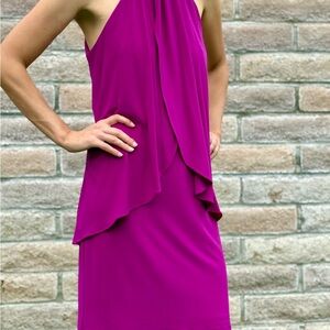 Scarlett One Shoulder Fuchsia Dress
